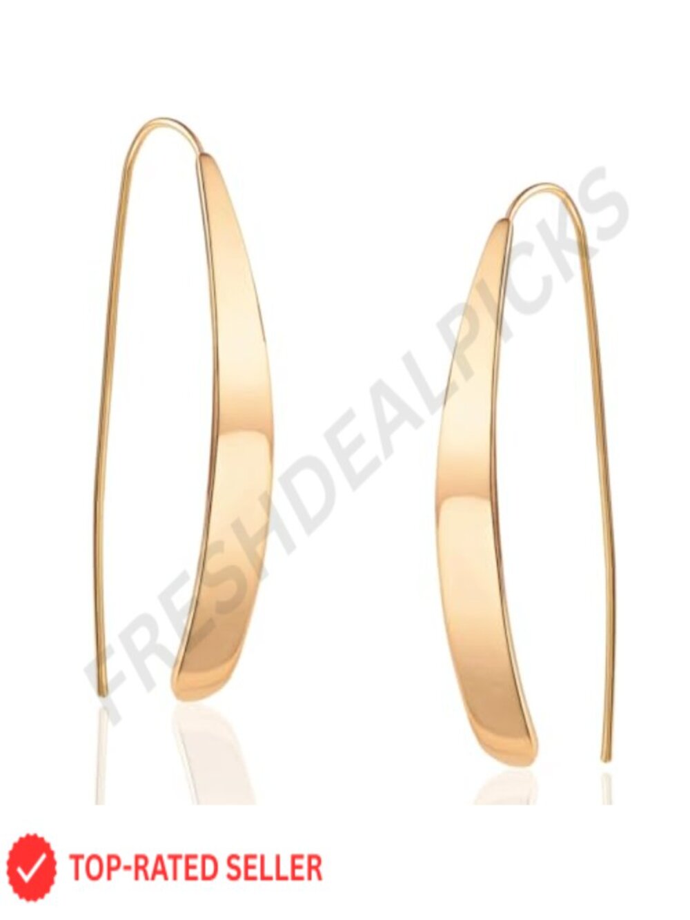 14K Gold Plated Dangle Bar Earrings for Women - Hypoallergenic Long Threader